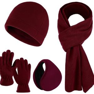 Knitted Scarf Beanie, Pompom Hat, Touch Screen Gloves and Winter Ear Set - NWT
